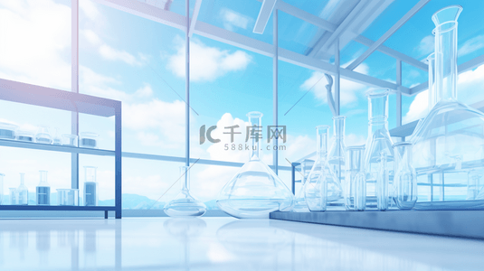化学实验ppt背景图片_实验室玻璃容器简约背景15