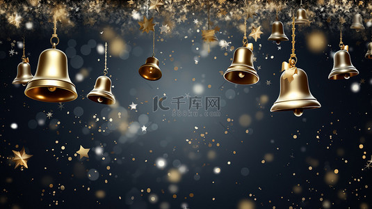 圣诞蝴蝶结铃铛背景图片_圣诞节铃铛雪花飘落11