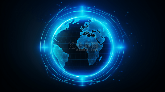 蓝色地球科技感背景图片_蓝色科技感地球简约背景20