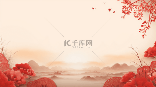 中国红简约立体中国风背景18