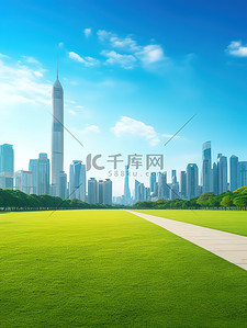 城市公园背景图片_城市公园草地现代建筑蓝天背景11