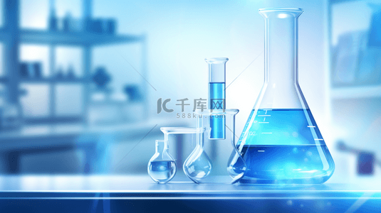 化学实验室展板背景图片_实验室玻璃容器简约背景12