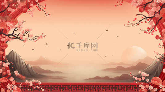 中国红简约立体中国风背景26