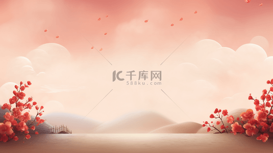 春节中国背景图片_中国红简约立体中国风背景24