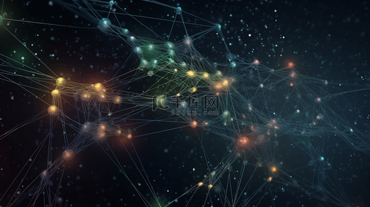 动态的连接点背景图片_海报采用抽象的白色背景，结合动态科技商业网络的矢量插画。
