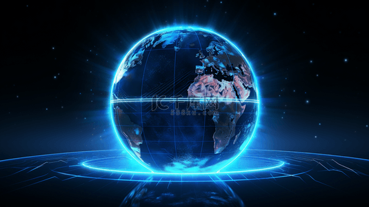 科技科幻数据蓝色背景图片_蓝色科技感地球简约背景8