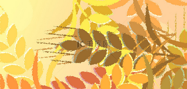 秋天麦穗黄色简约背景