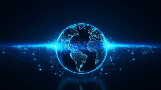 科技科幻数据蓝色背景图片_蓝色科技感地球简约背景17