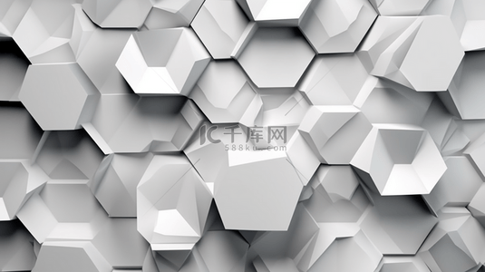 设计杂志模板背景图片_摘要：抽象技术几何六边形风格白色背景矢量图。