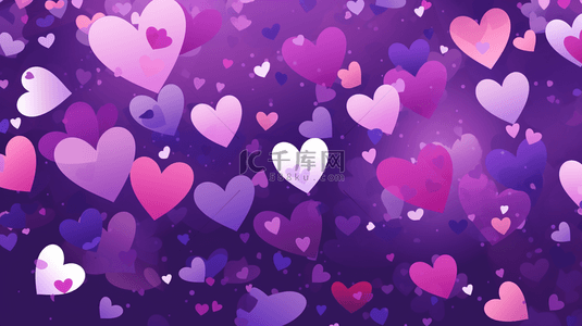 心形可爱边框背景图片_矢量心形气泡图案紫色背景。