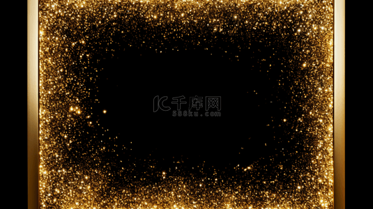 金色和黑色装饰背景，带有金属金色框架