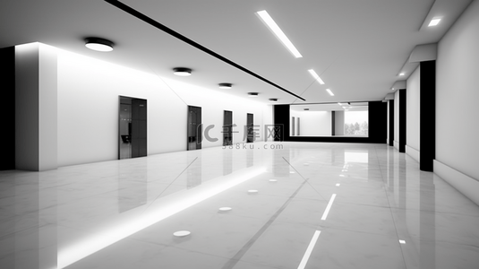 豪华白色抽象建筑极简主义背景现代陈列室现代化。