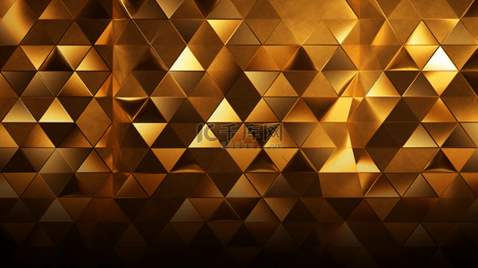 黄金金属墙面低多边形背景3D渲染