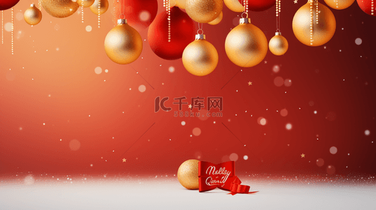 圣诞欢乐背景图片_时尚的圣诞节横幅，附带3D圣诞球。