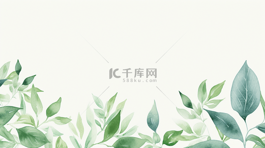 绿色植被背景图片_手绘水彩自然背景。