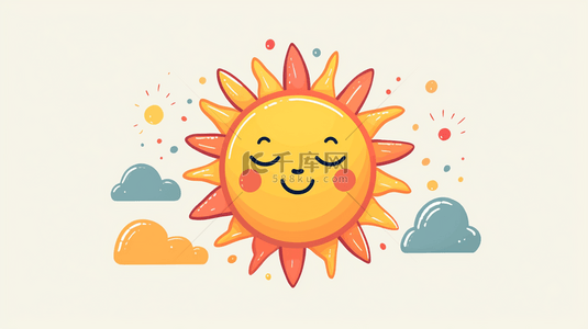 太阳卡通可爱背景图片_快乐的名言模板向量与可爱的涂鸦彩虹绘画横幅。