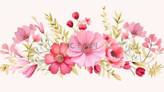 手粉色花朵背景图片_水彩花卉背景 手绘制