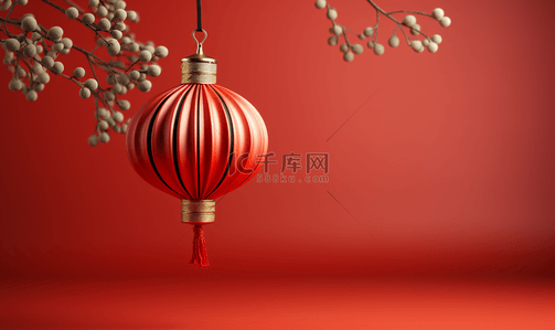 中国风大红灯笼春节节日海报背景