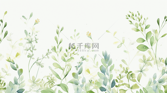 手绘绿植花卉背景图片_手绘水彩自然背景。