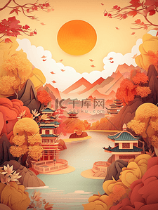 中国风剪纸画风格新年立体背景