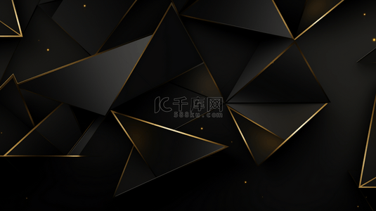 几何背景黑金背景图片_抽象几何背景，由三角形形状构成。