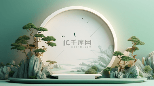 中国风简约装饰展示台背景14