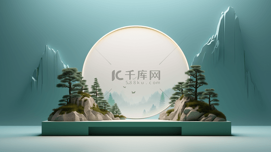 中国风简约装饰展示台背景1