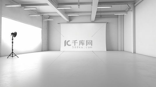 白色灰色全景工作室背景，带有白色发光效果 - 矢量图