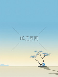 中国山水淡蓝色天空纯色背景13