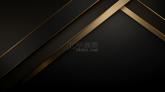 金色高级背景图片_黄金六边形形状，上面有金色三角形图案和波浪线，背景为豪华的黑色。