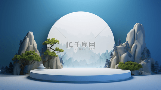 中国风简约装饰展示台背景11