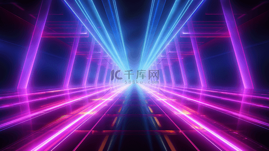 隧道动图背景图片_金色虚拟抽象背景空间隧道，伴随霓虹线光的现实门廊拱形隧道。