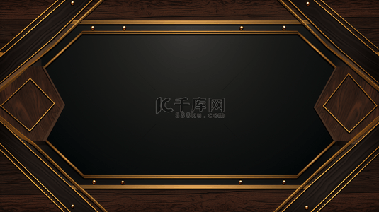 木材边框背景图片_金色边框在米色木质背景上。