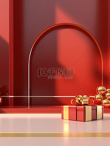 节日礼盒背景背景图片_金色和银色的礼盒红色背景1