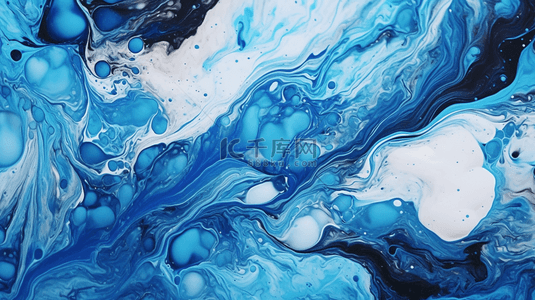 青蓝色背景背景图片_液体大理石涂料纹理背景，流体画抽象纹理，强烈的色彩混合壁纸。