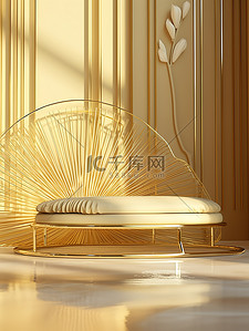金属拉丝免抠素材背景图片_金色床架阳光照射光影18