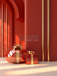红色银色背景图片_金色和银色的礼盒红色背景19