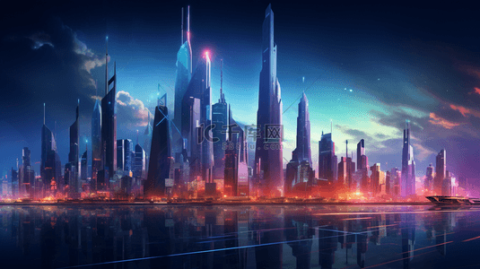 未来科技场景背景图片_赛博朋克风高科技智慧城市背景14