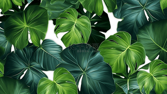 热带植物叶子背景图片_白底上叶子影子