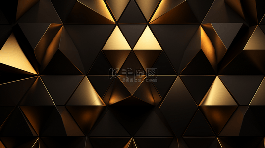 黑色背景几何图形背景图片_黑色背景上的金色抽象形状