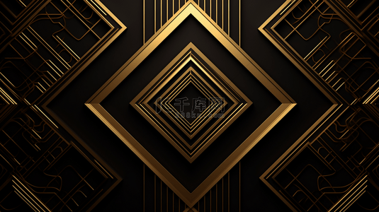 边框金属背景图片_黑金色背景的抽象几何形态豪华设计壁纸，真实的金属质感，典雅的未来感，有光泽的质感覆盖层，布局模板。