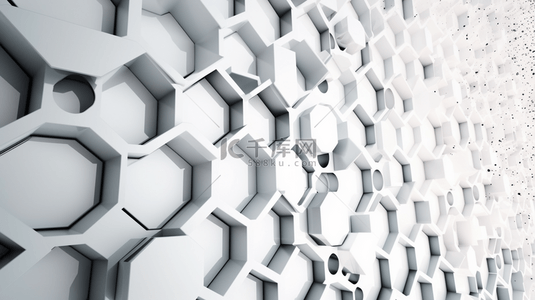 灰白色科技背景背景图片_抽象的灰白色几何六边形背景。
