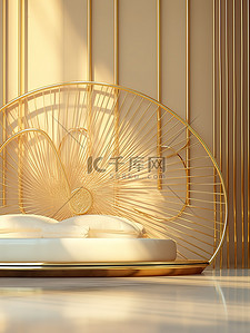 金属拉丝免抠素材背景图片_金色床架阳光照射光影16
