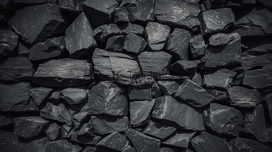 高分辨率自然石墙的深灰黑色板岩质地。