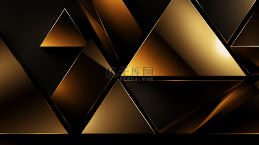 黑色几何图形装饰背景图片_黑色背景上的金色抽象形状