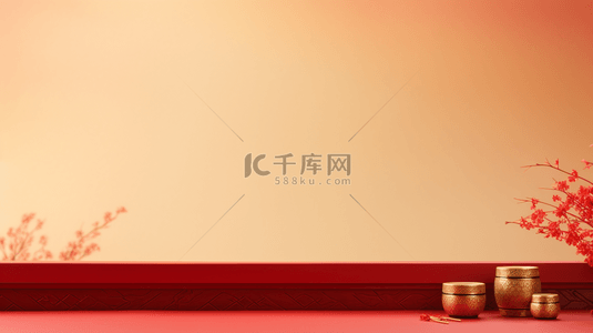 传统红色边框背景图片_喜庆中国红简约质感背景15