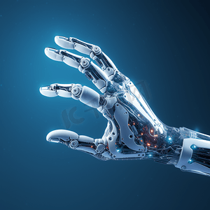 机器人手人工智能人工智能人工智能自我学习改进发展问题解决解决任务未来技术人工智能图形计算机芯片大脑记忆能力未来的蓝色背景