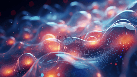 科技生物分子背景背景图片_C4D彩色渐变生物分子结构背景15