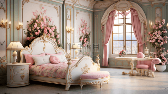 古典欧式公主风卧室背景4