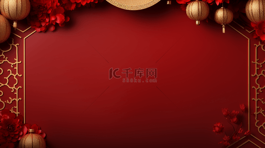 传统红色边框背景图片_喜庆中国红简约质感背景2